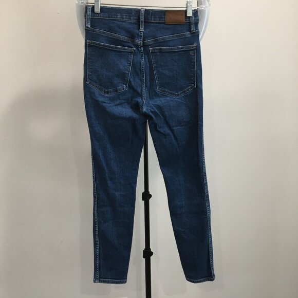 MADEWELL Petite 5 Pocket Logo Hardware Med/Dark Wash 10" High Rise Skinny Jeans - Picture 7 of 9